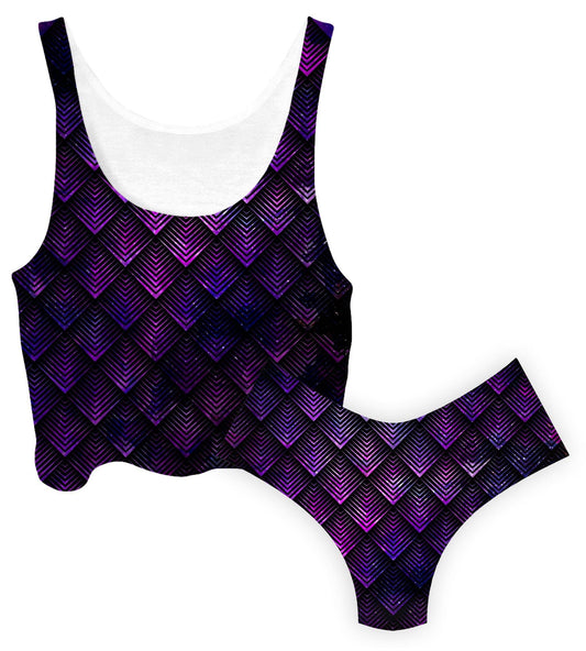 Galactic Dragon Scale Purple Crop Top and Booty Shorts Combo, Noctum X Truth, | iEDM