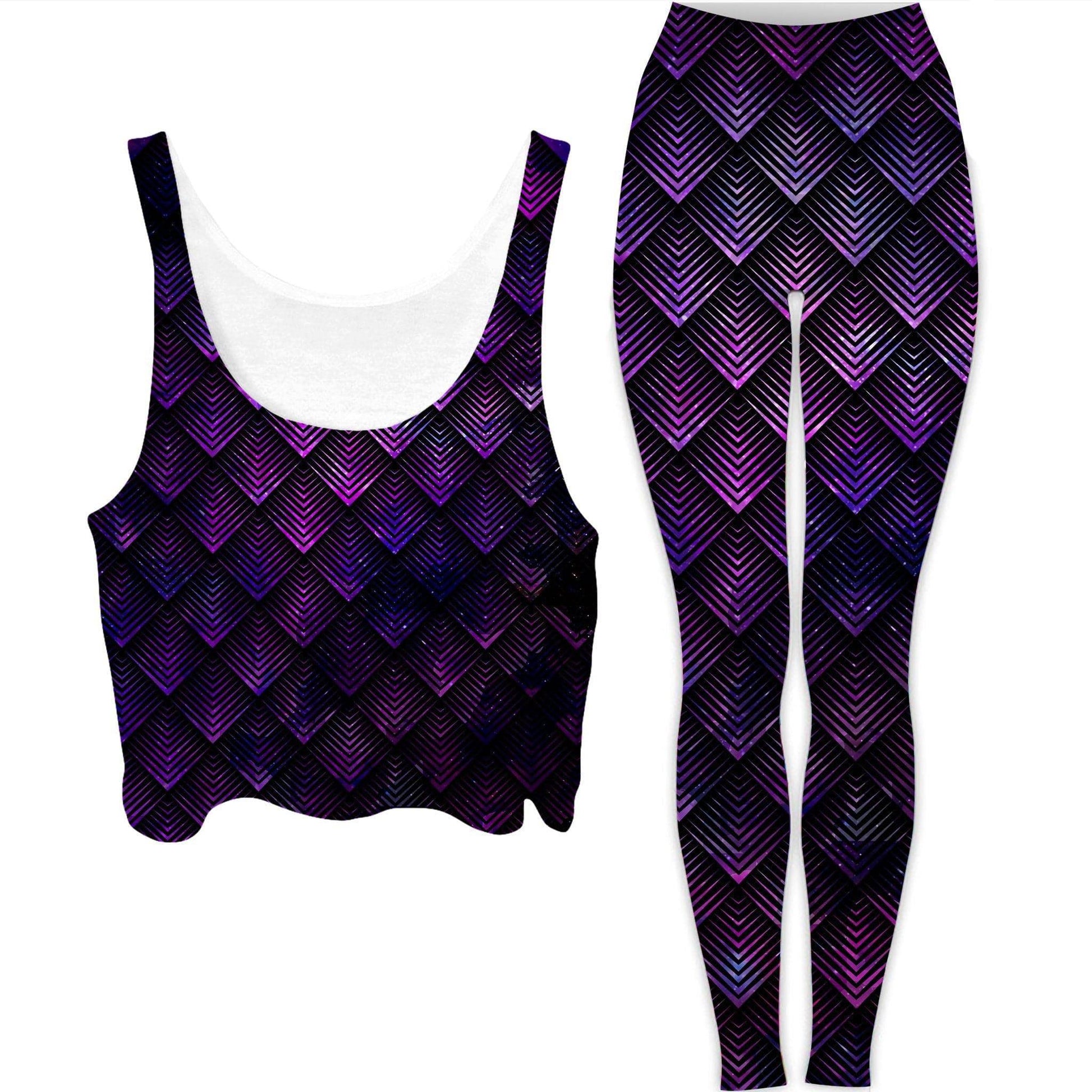 Galactic Dragon Scale Purple Crop Top and Leggings Combo, Noctum X Truth, | iEDM
