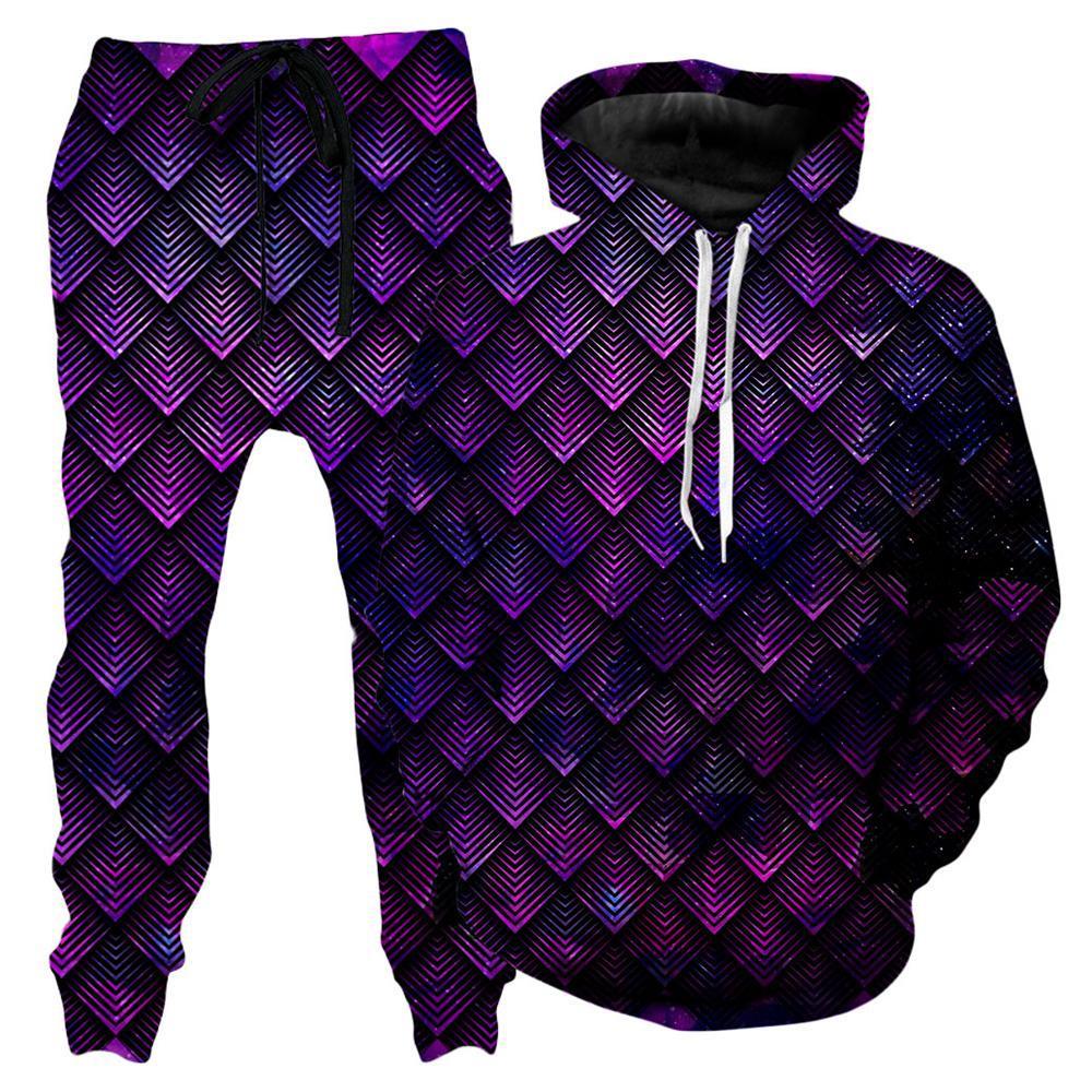 Noctum X Truth Galactic Dragon Scale Purple Hoodie and Joggers Combo - iEDM