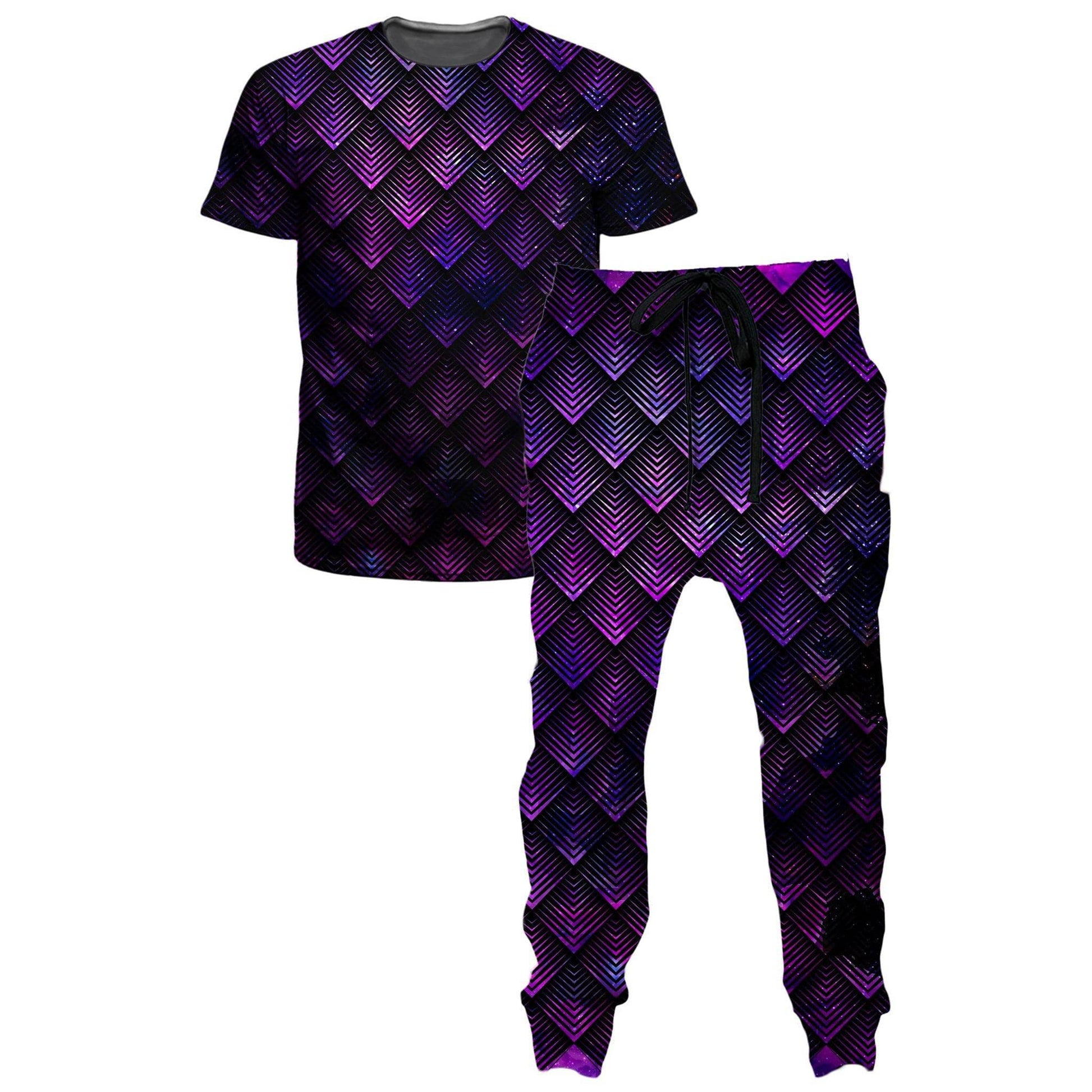 Galactic Dragon Scale Purple T-Shirt and Joggers Combo, Noctum X Truth, | iEDM