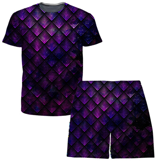 Galactic Dragon Scale Purple T-Shirt and Shorts Combo, Noctum X Truth, | iEDM