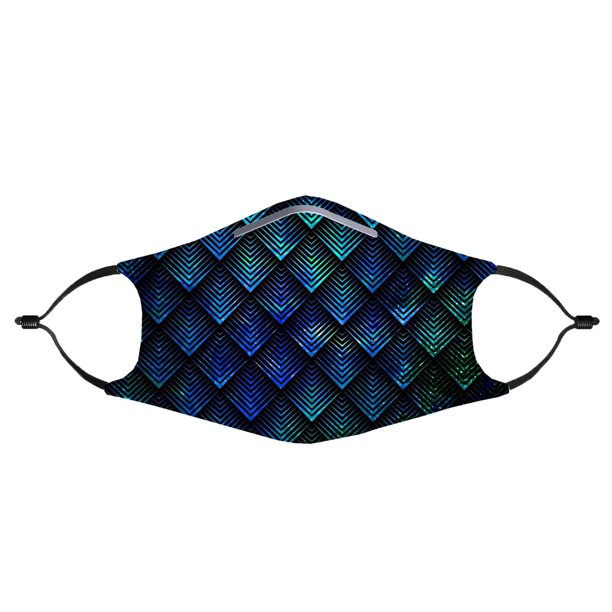 Galactic Dragon Scale Teal Face Mask With (4) PM 2.5 Carbon Inserts, Noctum X Truth, | iEDM