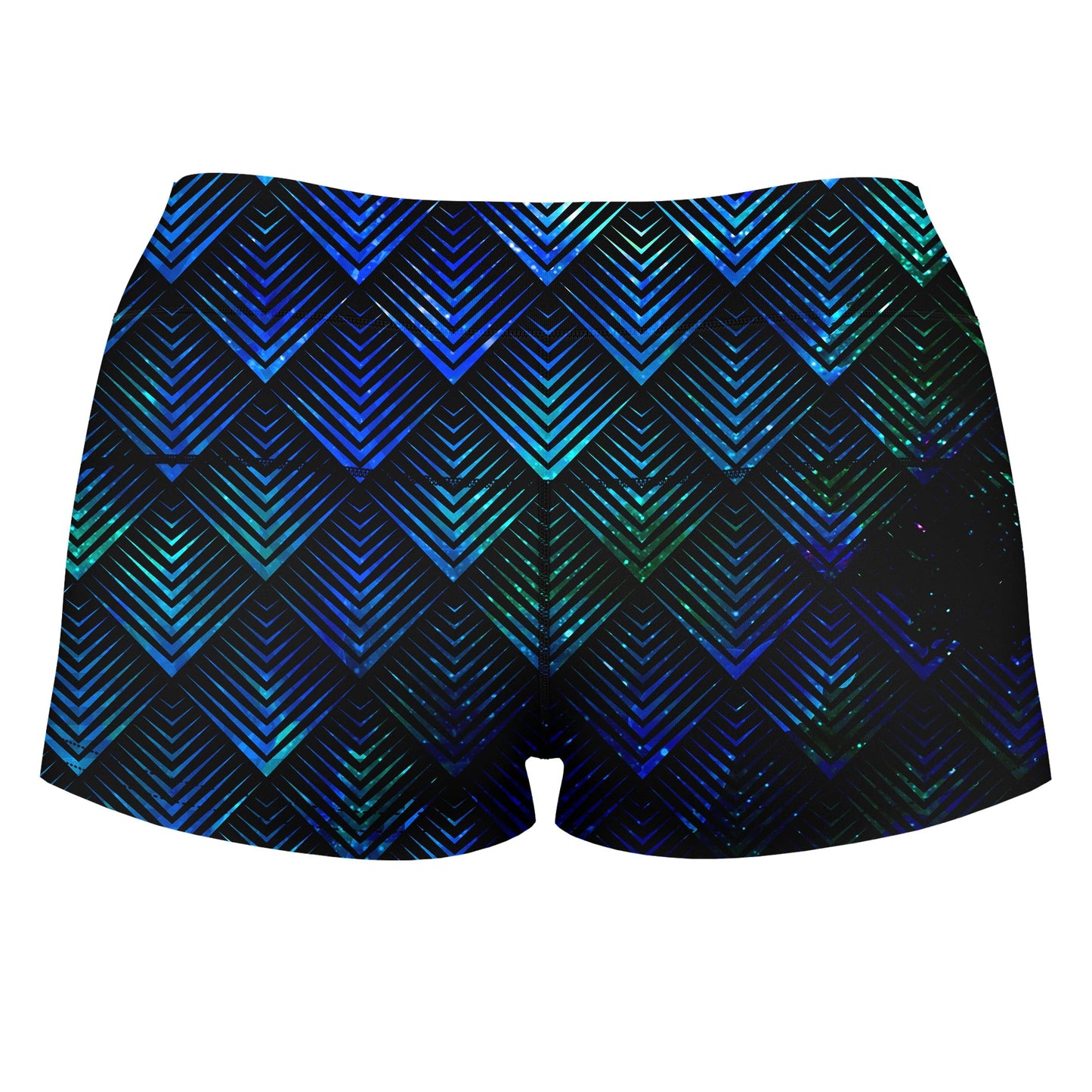 Galactic Dragon Scale Teal High-Waisted Women's Shorts, Noctum X Truth, | iEDM