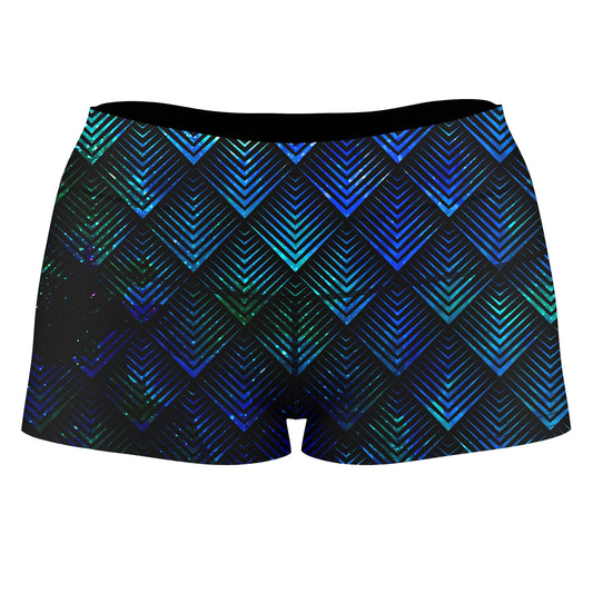 Galactic Dragon Scale Teal High-Waisted Women's Shorts, Noctum X Truth, | iEDM