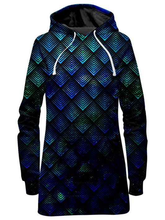 Noctum X Truth Galactic Dragon Scale Teal Hoodie Dress - iEDM