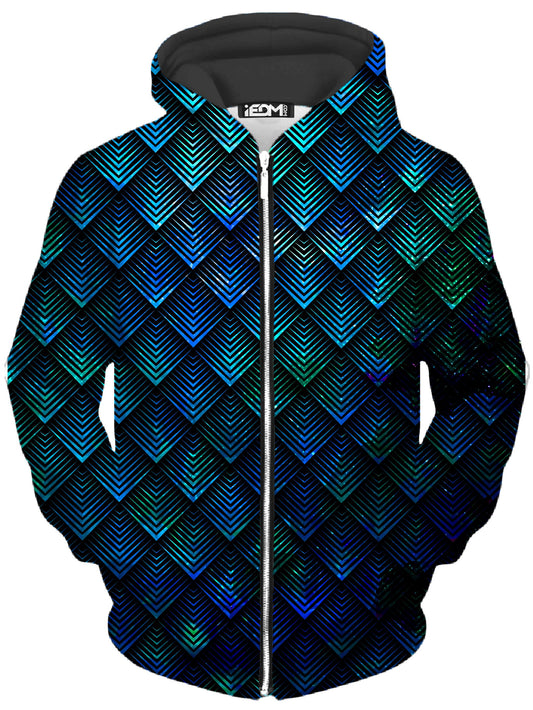 Noctum X Truth Galactic Dragon Scale Teal Unisex Zip-Up Hoodie - iEDM