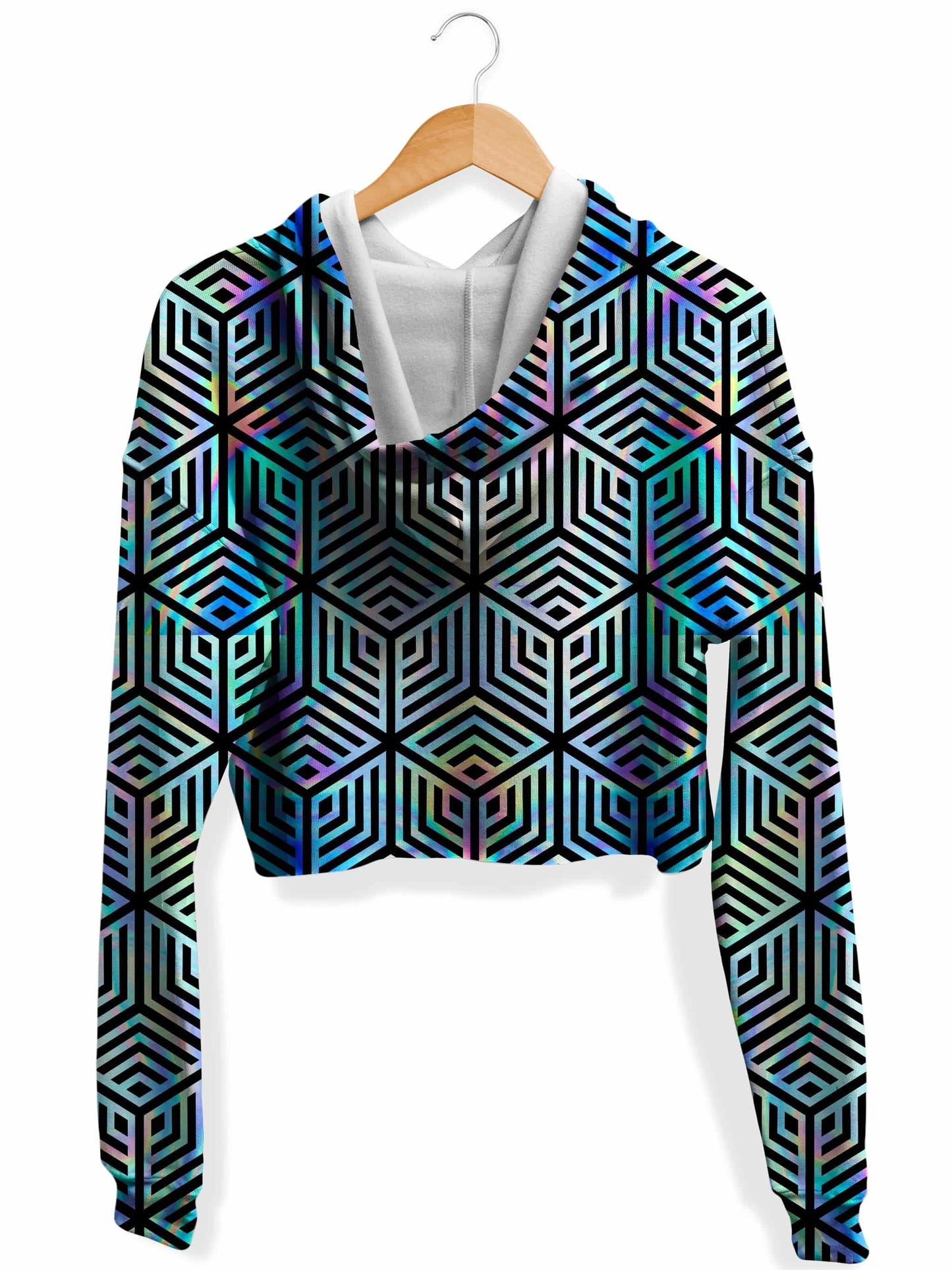 Holographic Hexagon Fleece Crop Hoodie, Noctum X Truth, | iEDM
