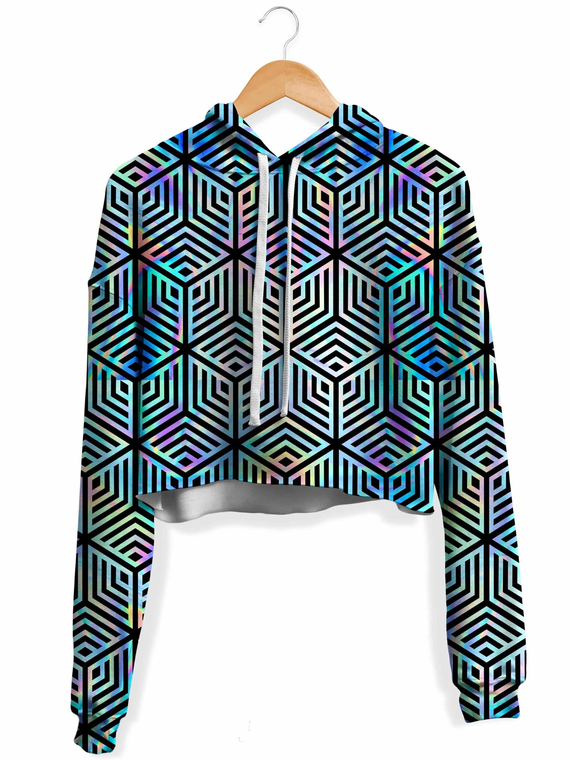 Holographic Hexagon Fleece Crop Hoodie, Noctum X Truth, | iEDM