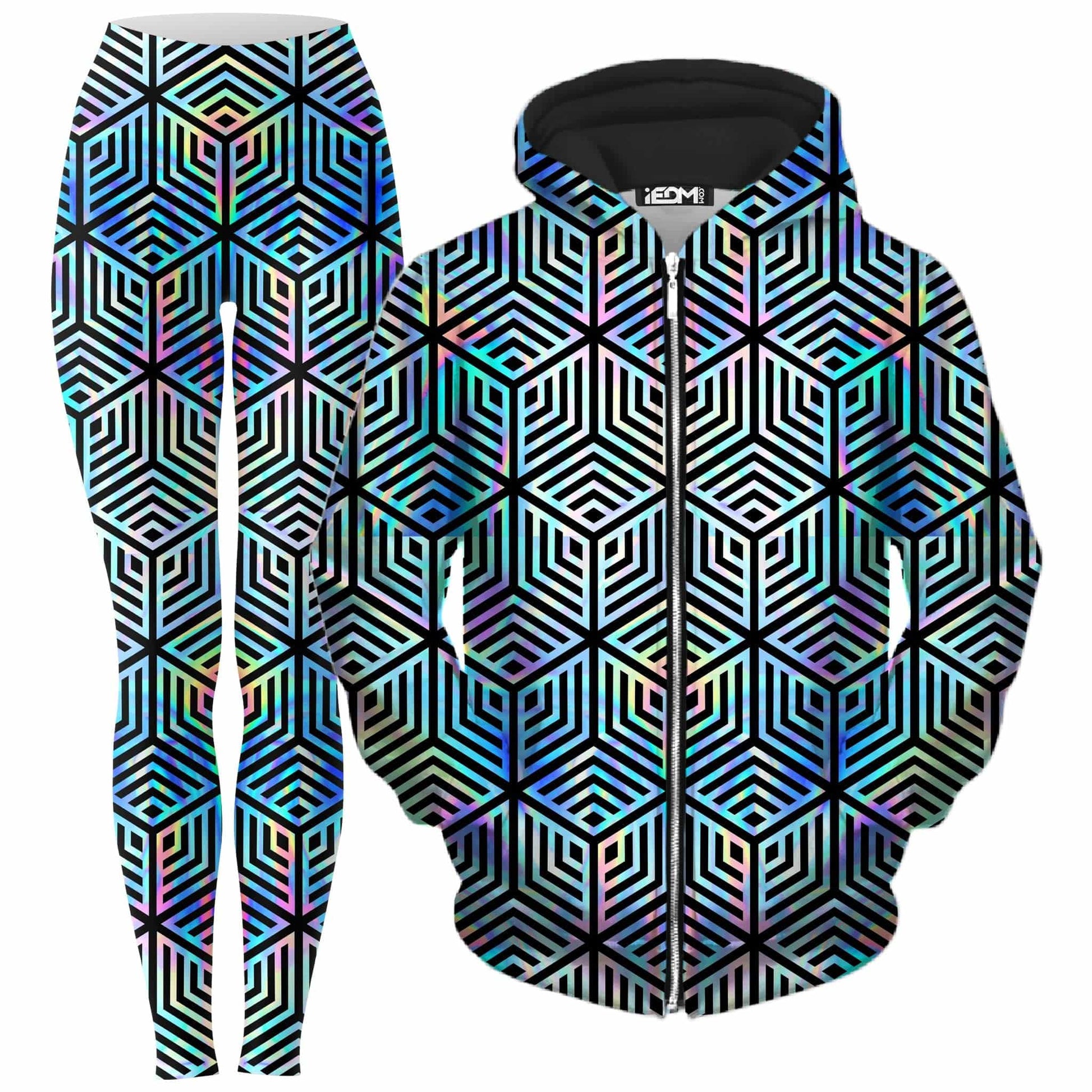 Holographic Hexagon Zip-Up Hoodie and Leggings Combo, Noctum X Truth, | iEDM