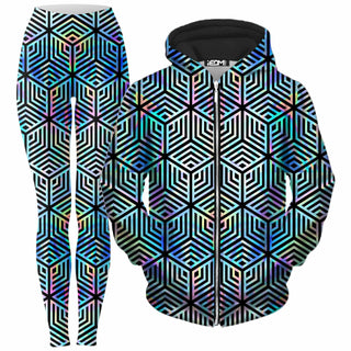 Noctum X Truth - Holographic Hexagon Zip-Up Hoodie and Leggings Combo