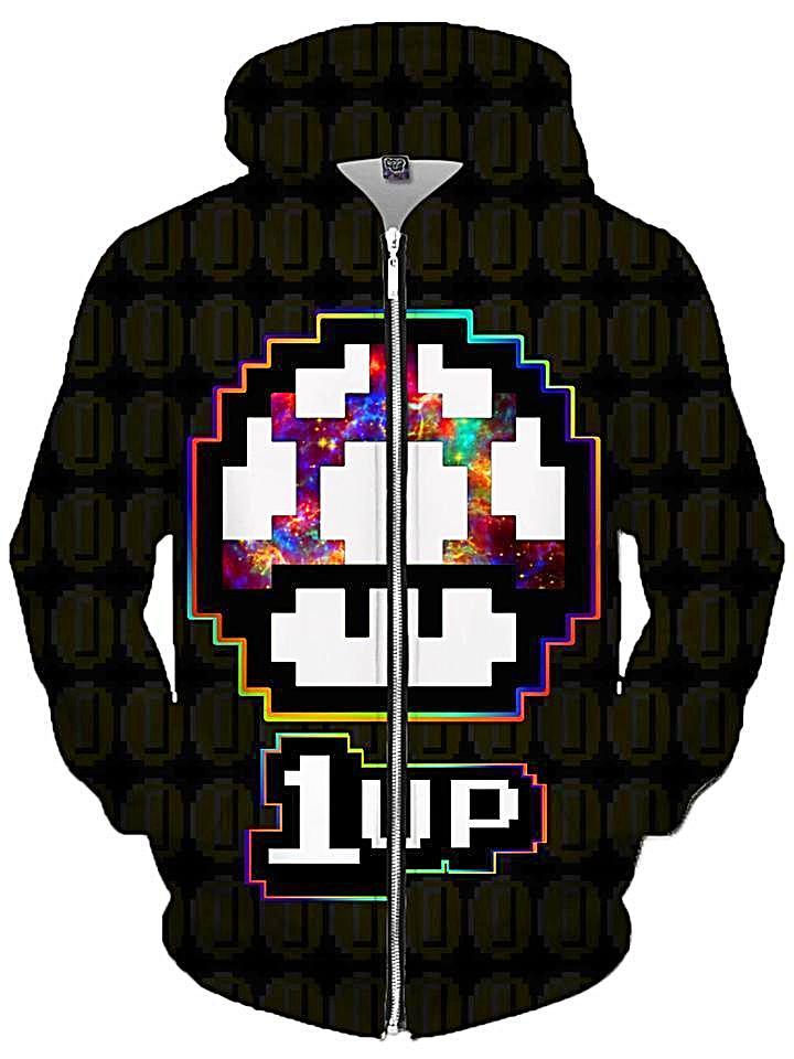 Level Up Mushroom Unisex Zip-Up Hoodie, Noctum X Truth, | iEDM