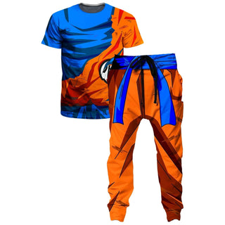 On Cue Apparel - Battle Damaged Goku Armor T-Shirt and Joggers Combo