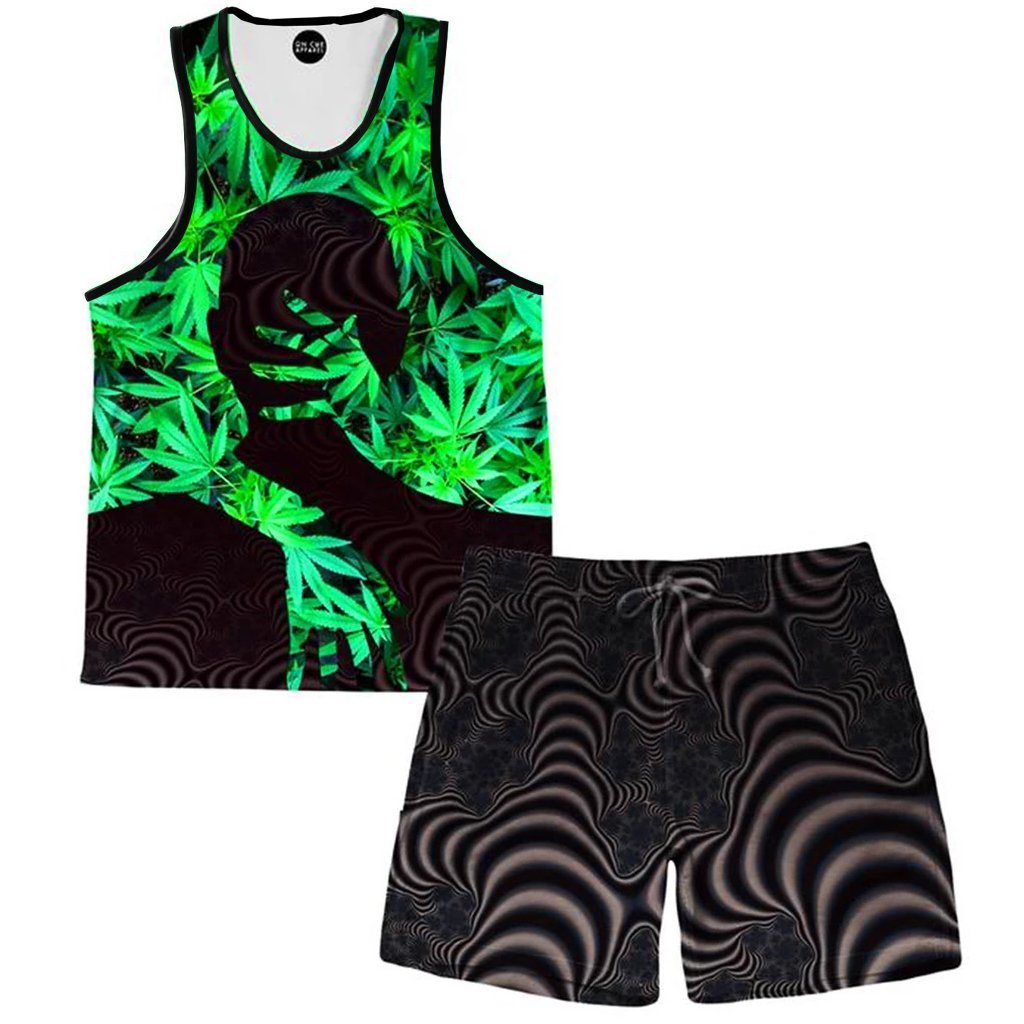 Ganja Love Tank and Shorts Combo, On Cue Apparel, | iEDM
