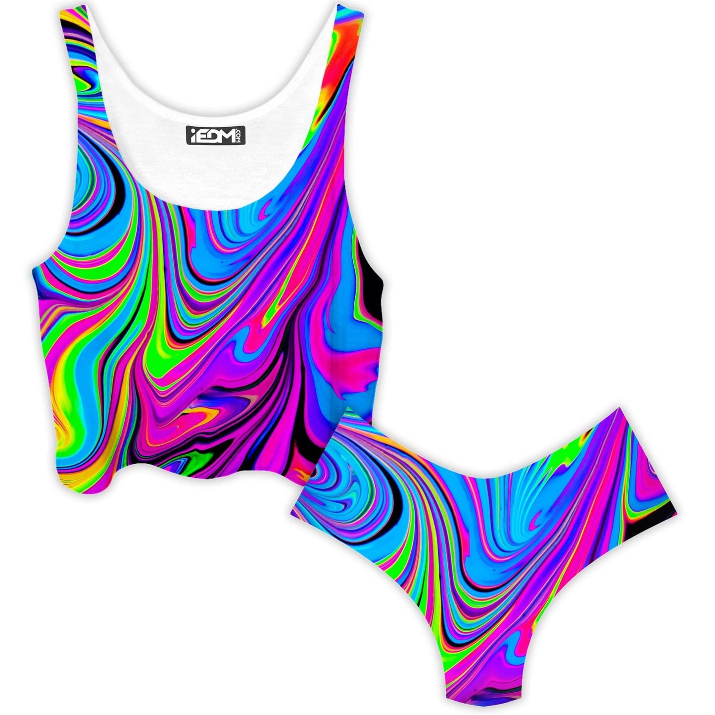 Cosmic Flow Crop Top and Booty Shorts Combo, Psychedelic Pourhouse, | iEDM