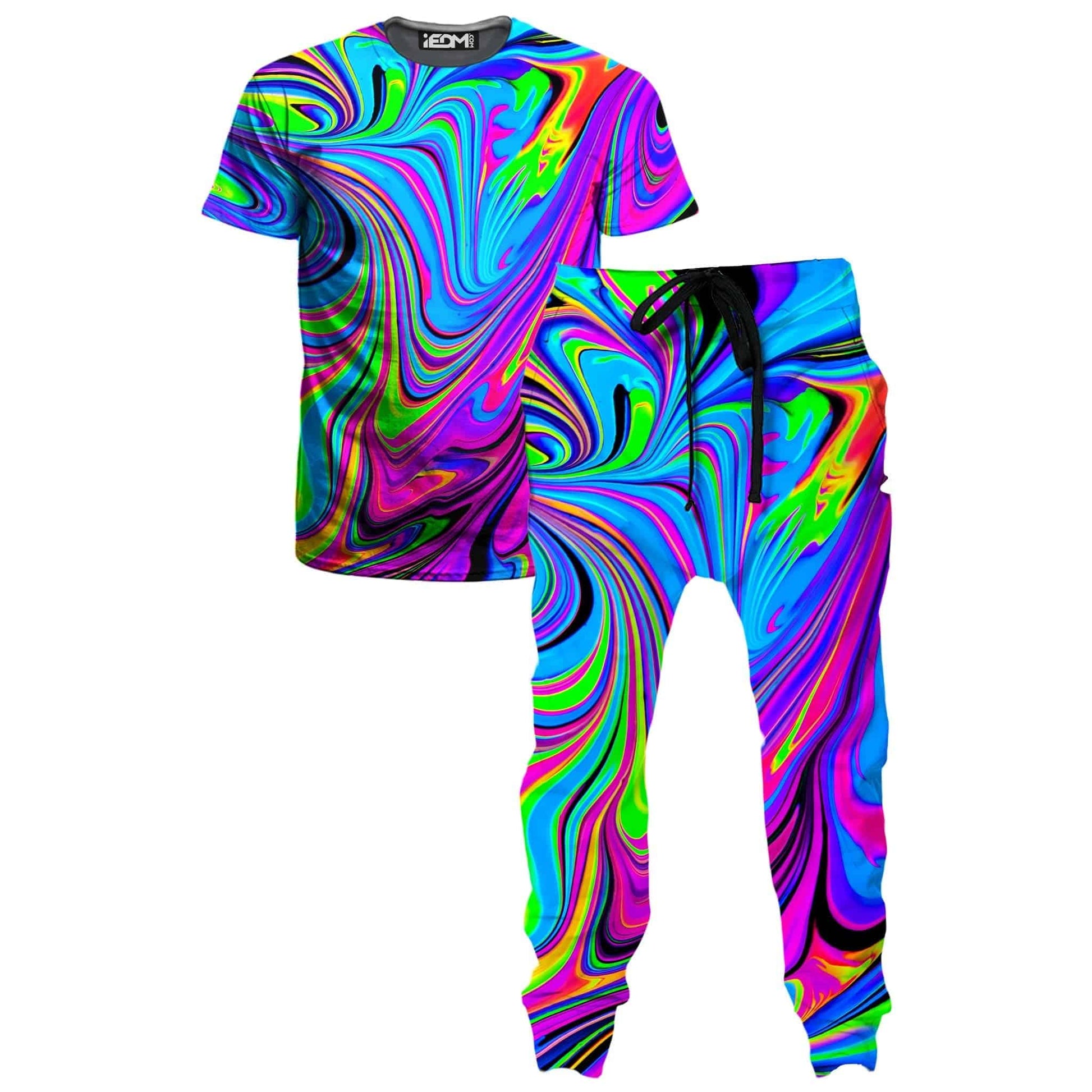 Cosmic Flow T-Shirt and Joggers Combo, Psychedelic Pourhouse, | iEDM