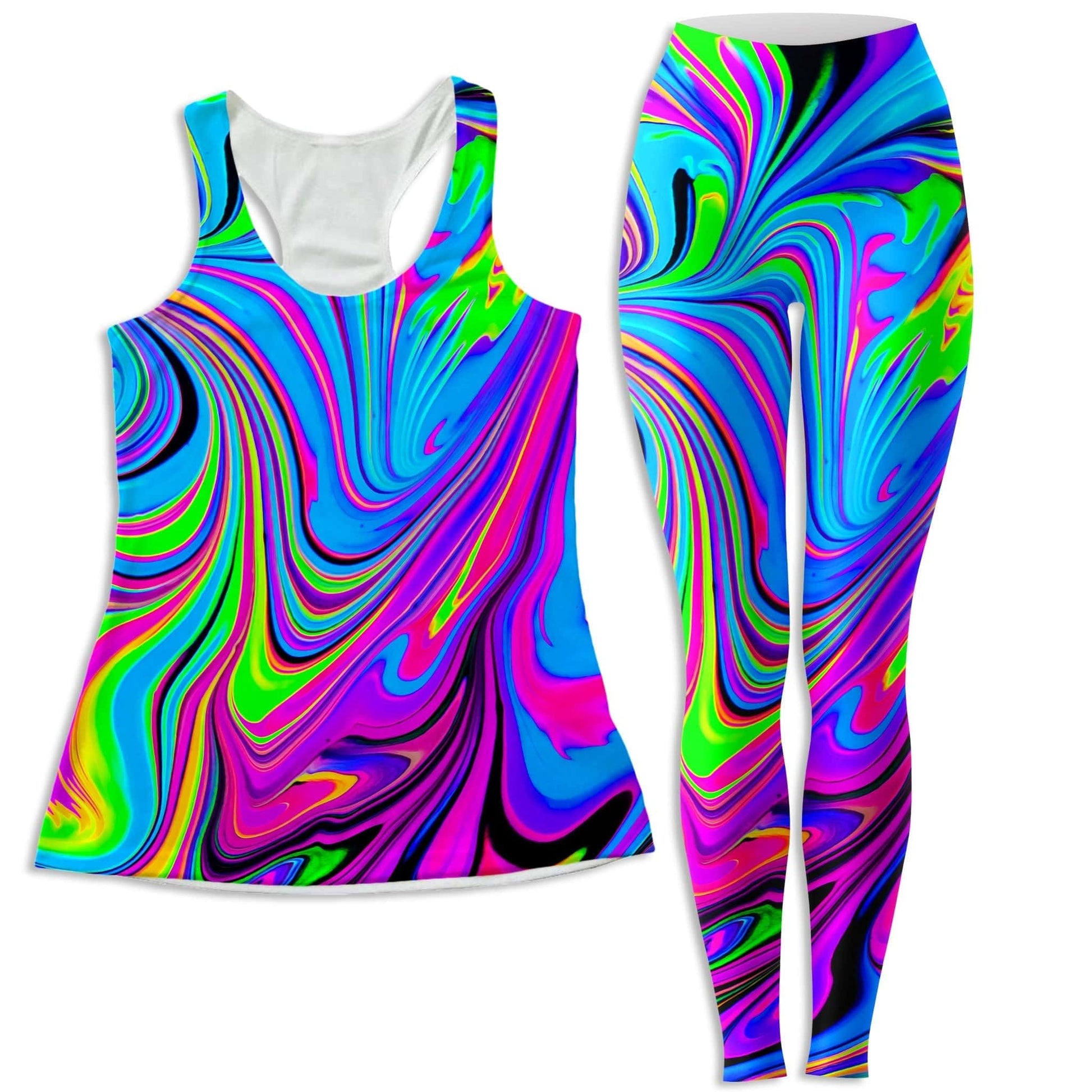 Cosmic Flow Women's Tank and Leggings Combo, Psychedelic Pourhouse, | iEDM