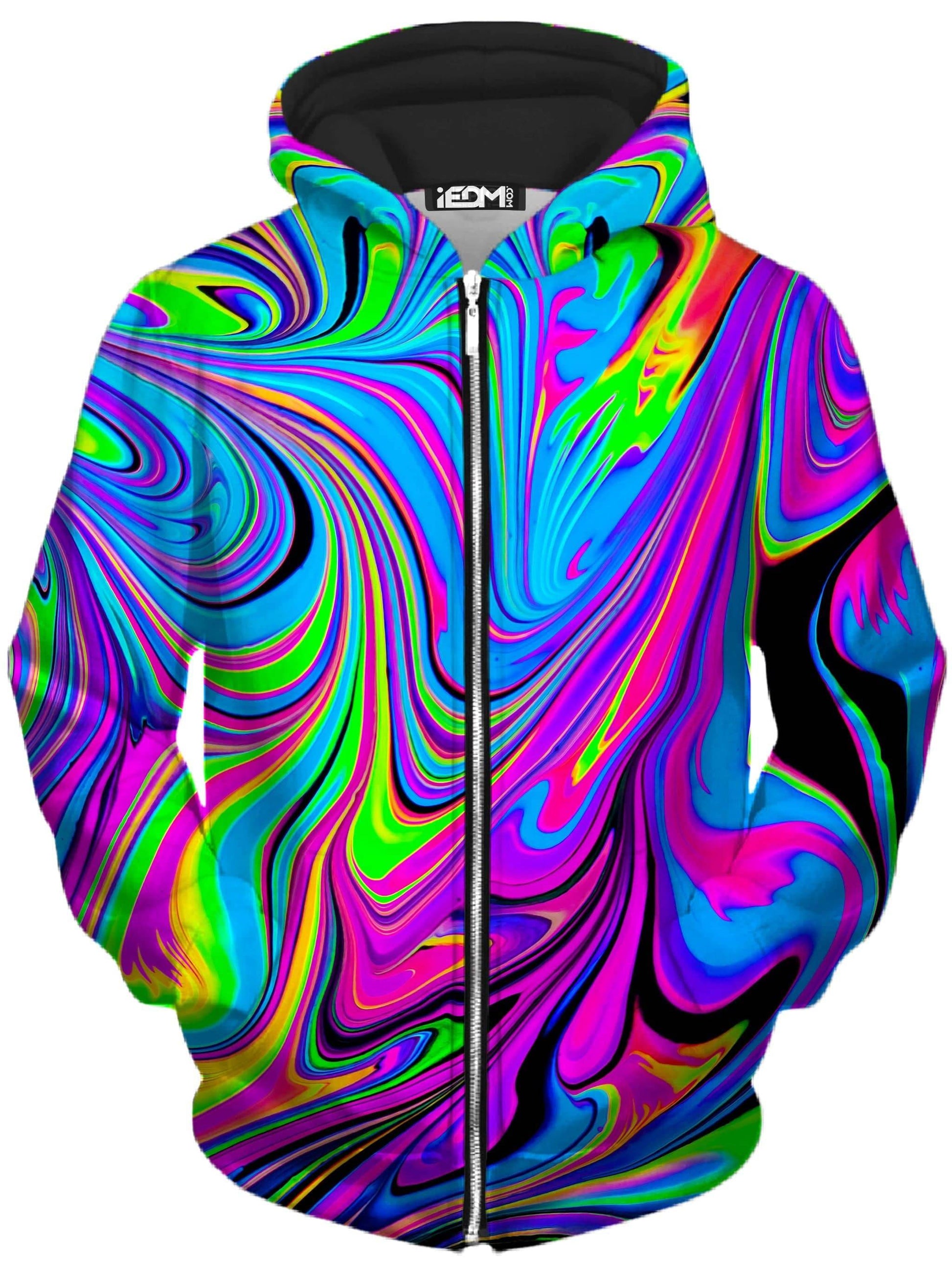 Cosmic Flow Zip-Up Hoodie and Joggers Combo, Psychedelic Pourhouse, | iEDM