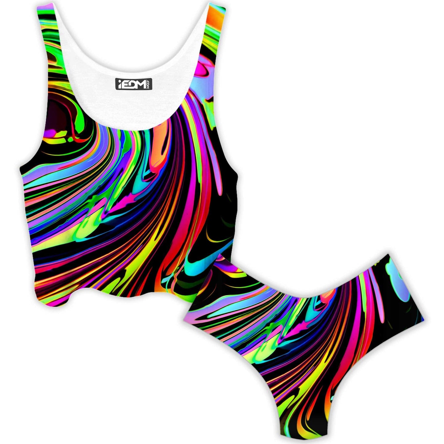 Cosmic Swirl Crop Top and Booty Shorts Combo, Psychedelic Pourhouse, | iEDM