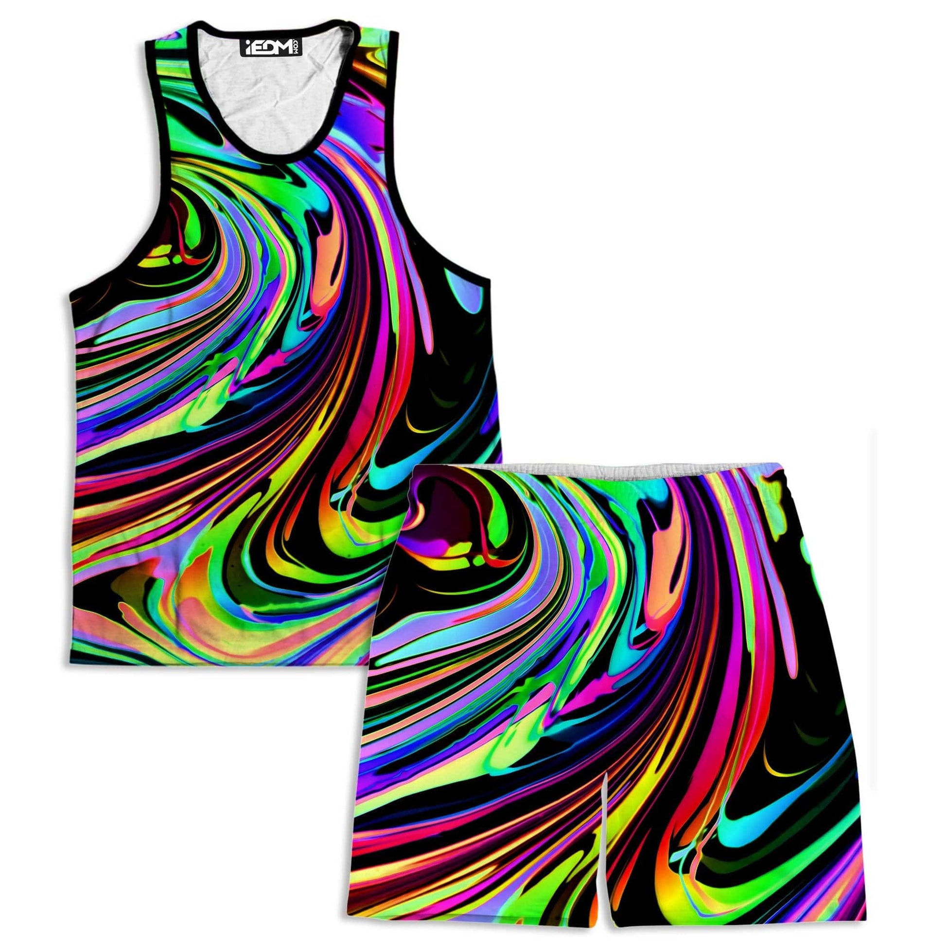 Cosmic Swirl Tank and Shorts Combo, Psychedelic Pourhouse, | iEDM