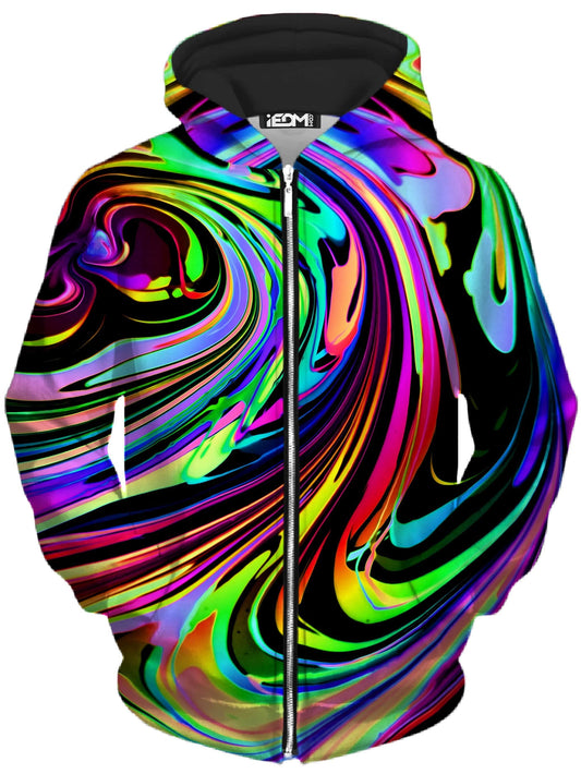 Cosmic Swirl Unisex Zip-Up Hoodie, Psychedelic Pourhouse, | iEDM