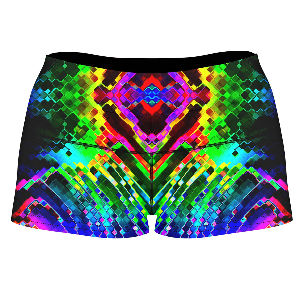 Entering Hyperspace High-Waisted Women's Shorts, Psychedelic Pourhouse, | iEDM