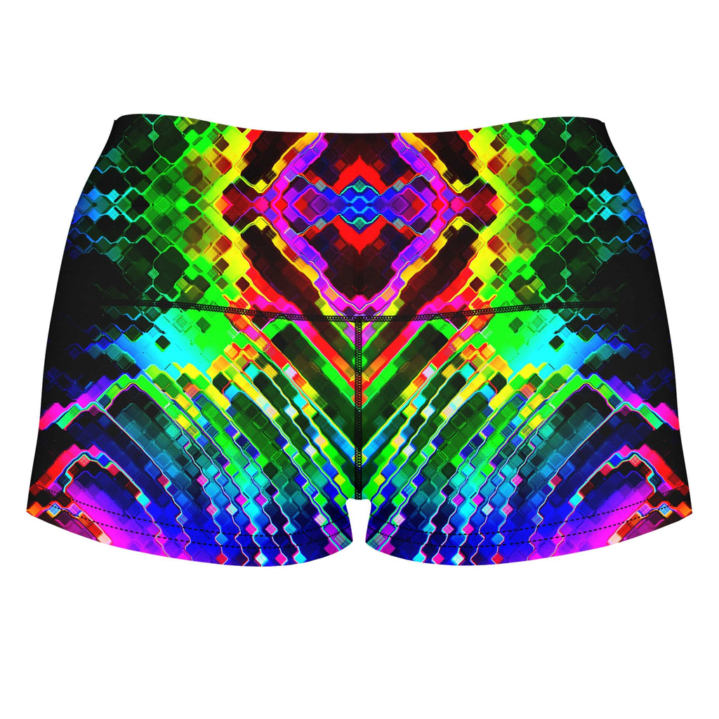 Entering Hyperspace High-Waisted Women's Shorts, Psychedelic Pourhouse, | iEDM