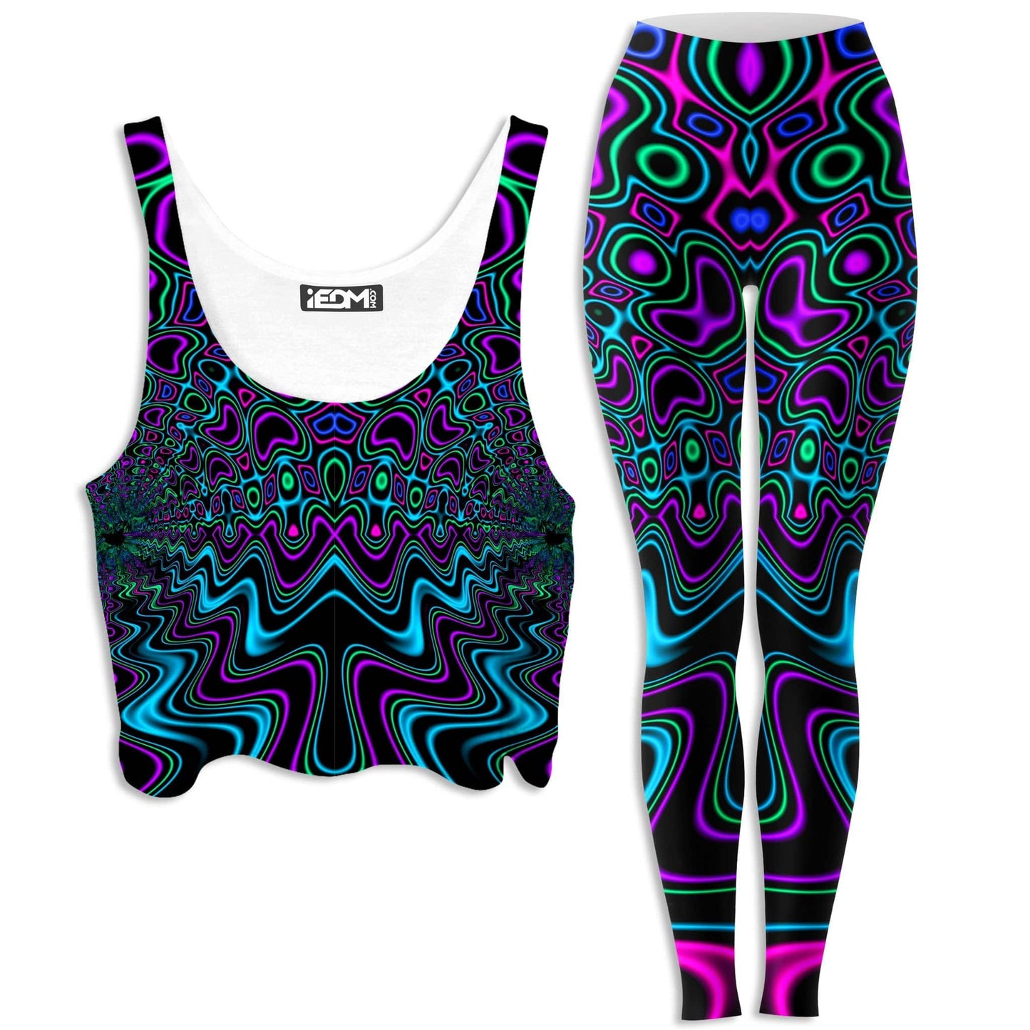 Fractal River Crop Top and Leggings Combo, Psychedelic Pourhouse, | iEDM