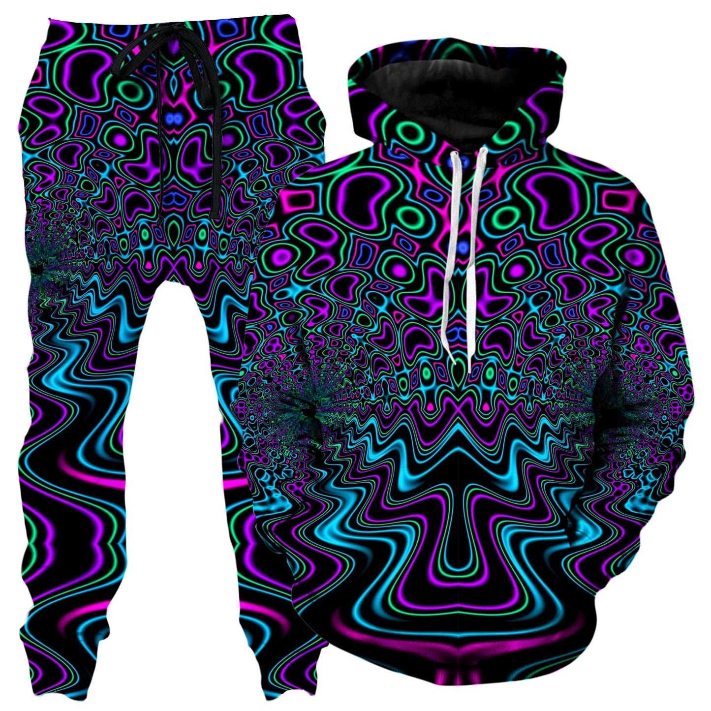 Fractal River Hoodie and Joggers Combo, Psychedelic Pourhouse, | iEDM
