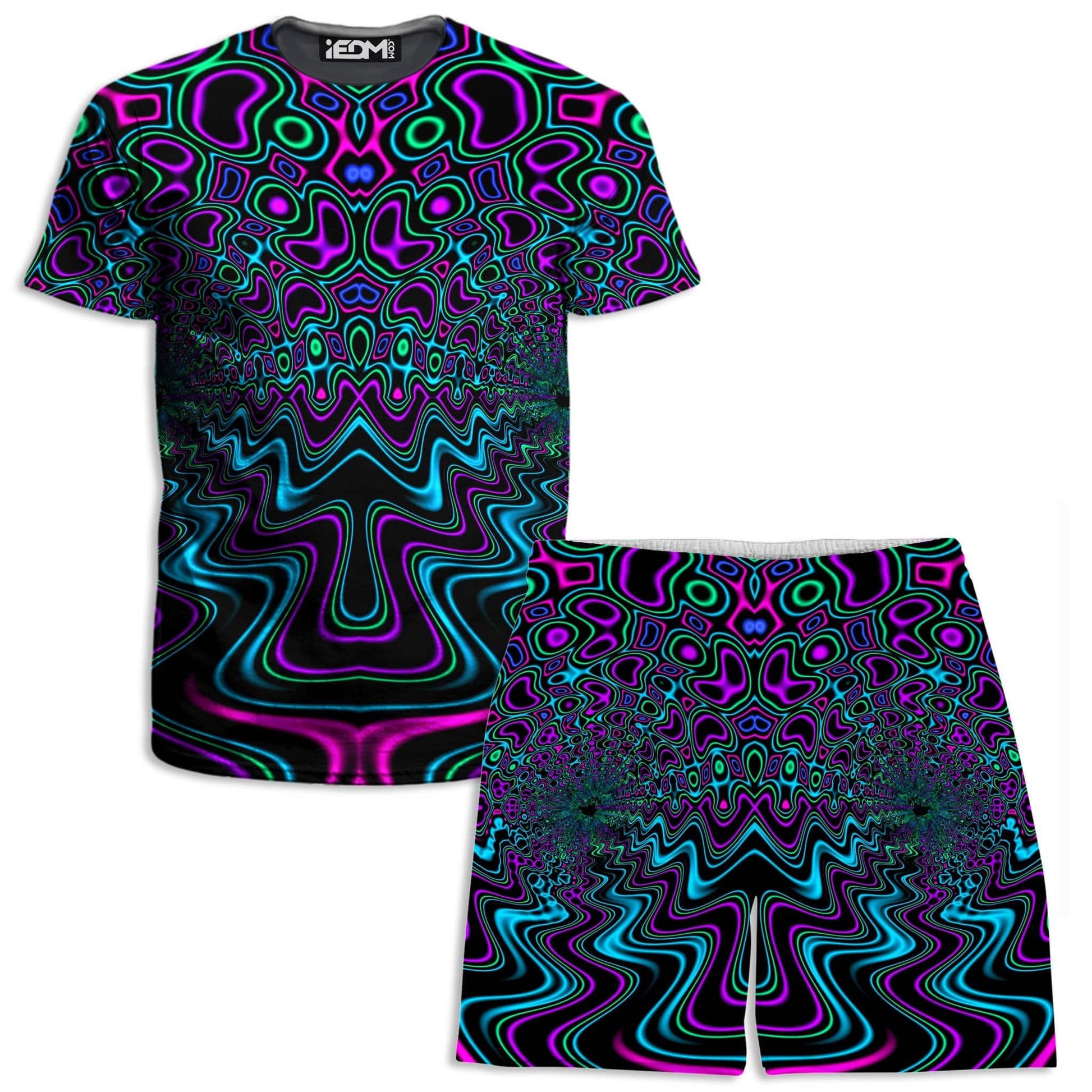Fractal River T-Shirt and Shorts Combo, Psychedelic Pourhouse, | iEDM