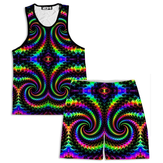 Fractaled Vision Men's Tank and Shorts Combo, Psychedelic Pourhouse, | iEDM