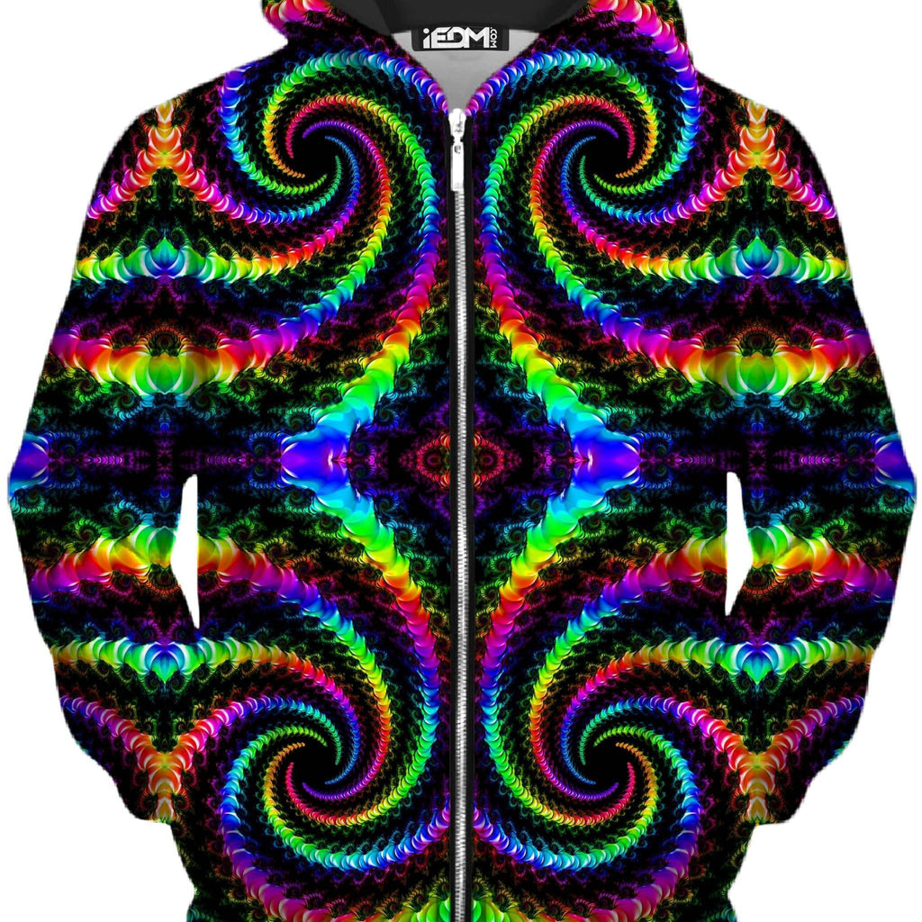 Fractaled Vision Unisex Zip-Up Hoodie, Psychedelic Pourhouse, | iEDM