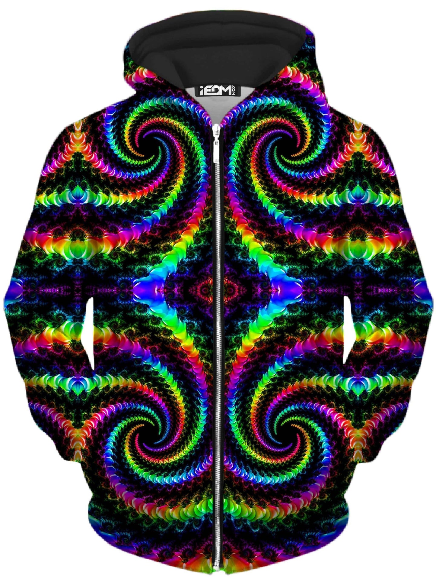 Fractaled Vision Unisex Zip-Up Hoodie, Psychedelic Pourhouse, | iEDM