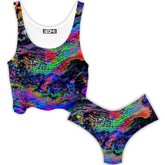 Galactic Drip Crop Top and Booty Shorts Combo, Psychedelic Pourhouse, | iEDM