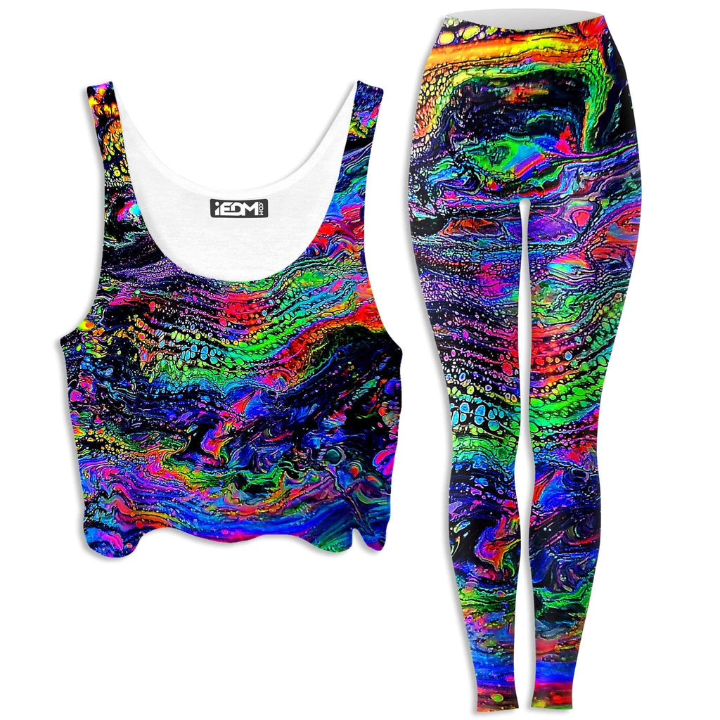Galactic Drip Crop Top and Leggings Combo, Psychedelic Pourhouse, | iEDM