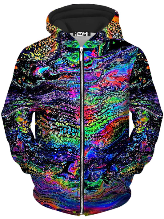 Galactic Drip Unisex Zip-Up Hoodie, Psychedelic Pourhouse, | iEDM