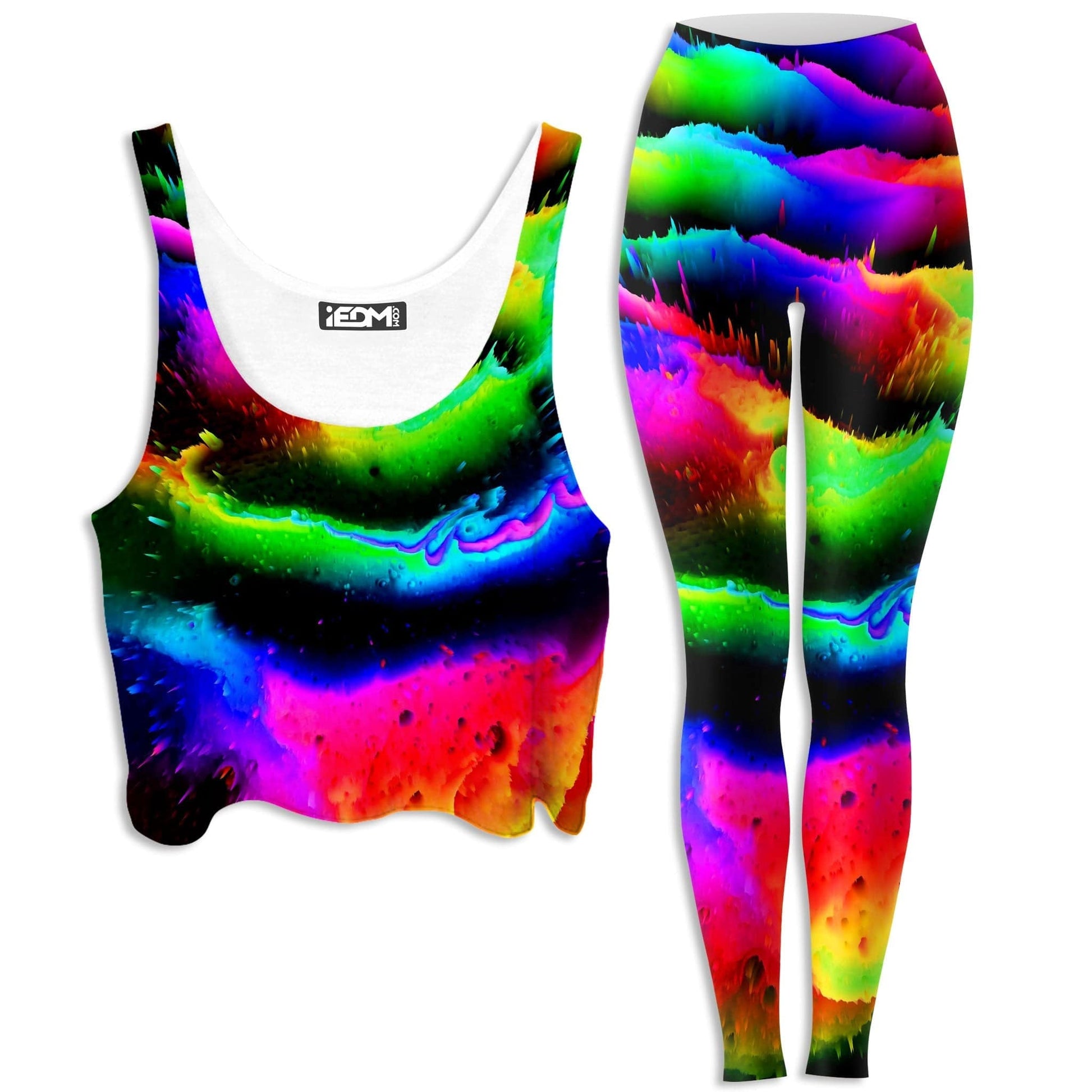 Intergalactic Rush Crop Top and Leggings Combo, Psychedelic Pourhouse, | iEDM