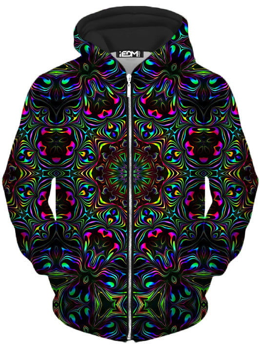 Kaleidoscope Eyes Unisex Zip-Up Hoodie, Psychedelic Pourhouse, | iEDM