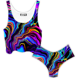 Psychedelic Pourhouse - Neon Rift Crop Top and Booty Shorts Combo
