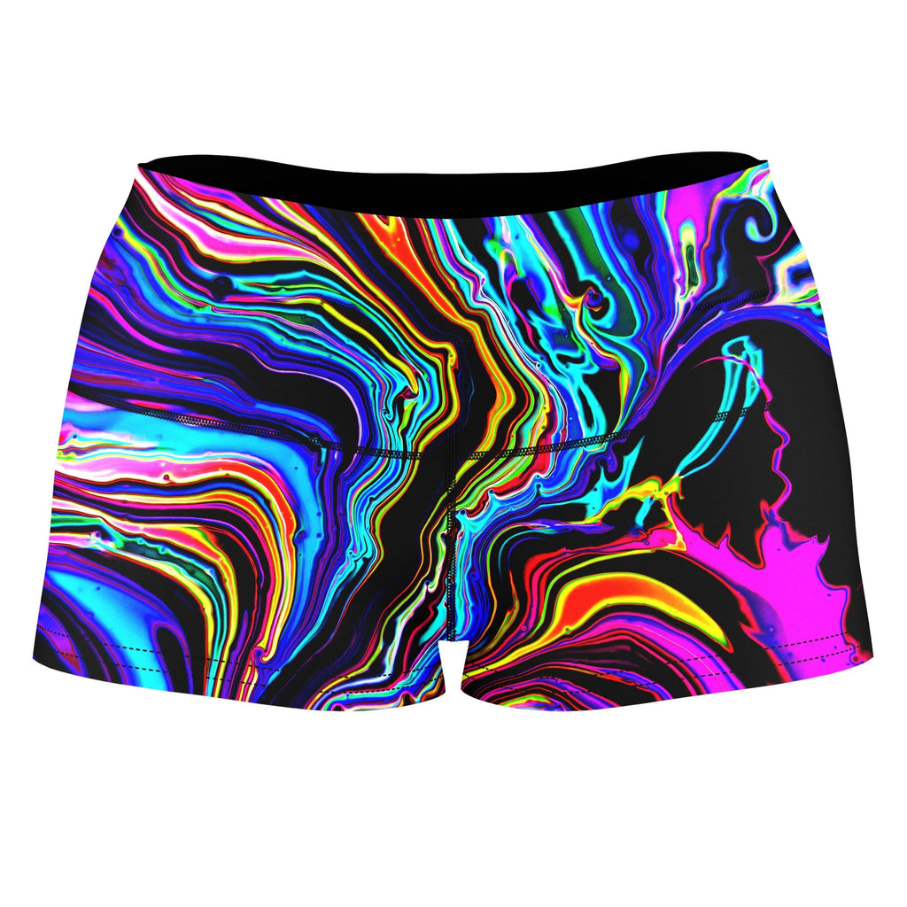Neon Rift High-Waisted Women's Shorts, Psychedelic Pourhouse, | iEDM
