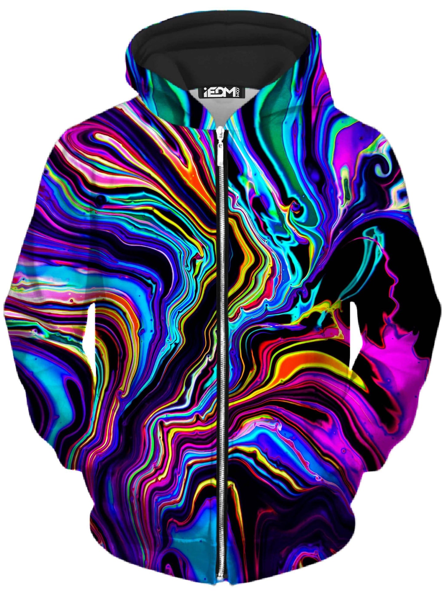 Neon Rift Unisex Zip-Up Hoodie, Psychedelic Pourhouse, | iEDM