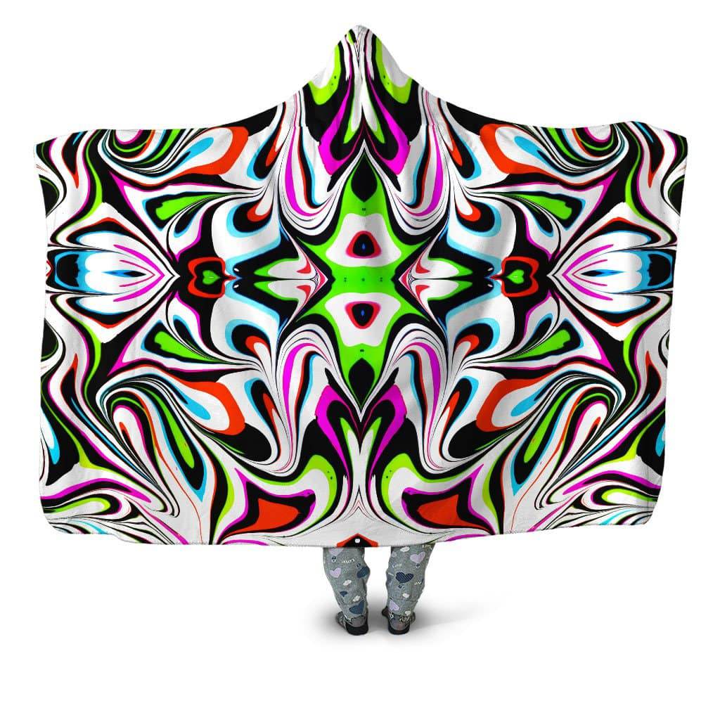 Neon Zebra Portal Hooded Blanket, Psychedelic Pourhouse, | iEDM