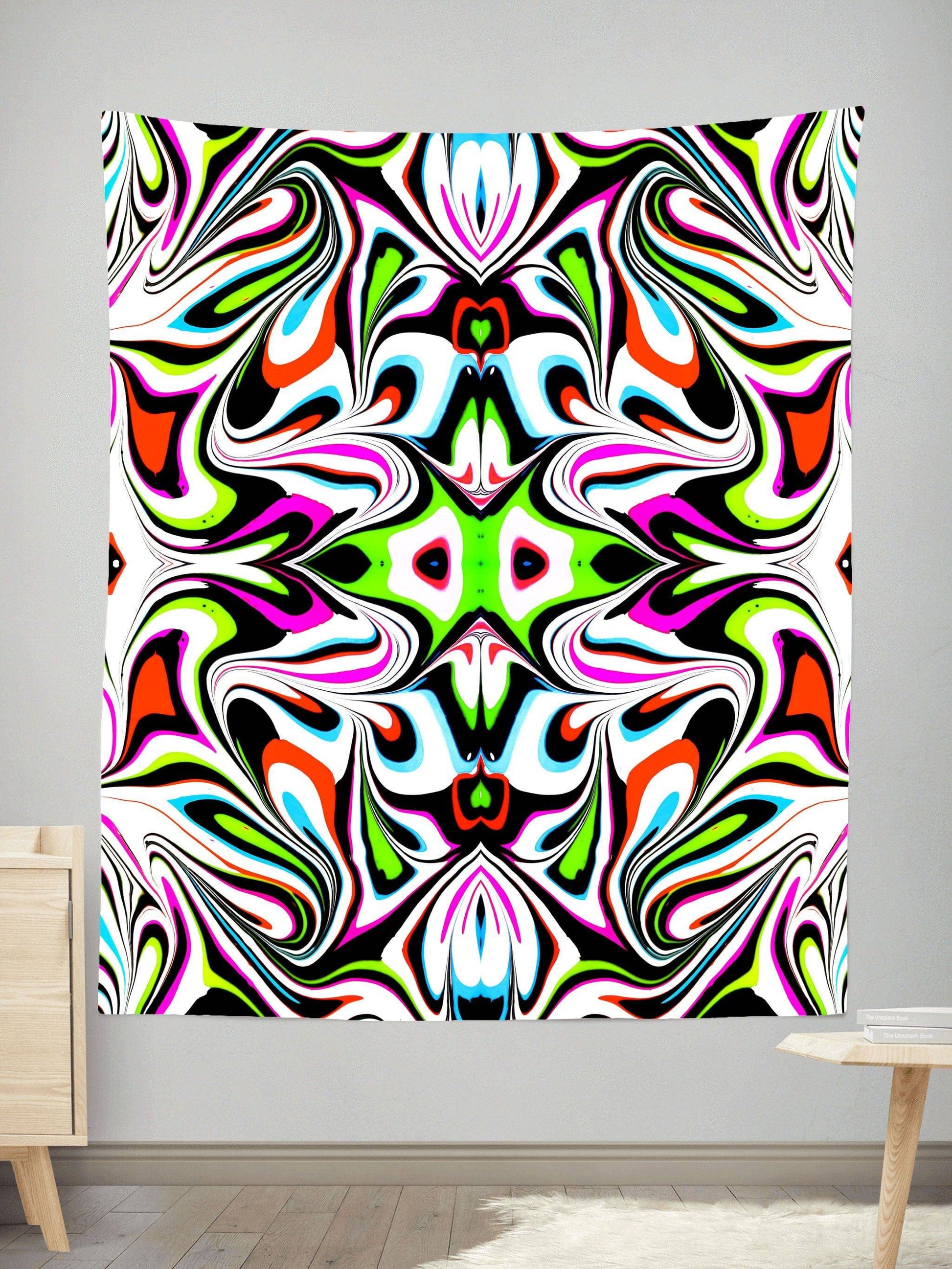 Neon Zebra Portal Tapestry, Psychedelic Pourhouse, | iEDM