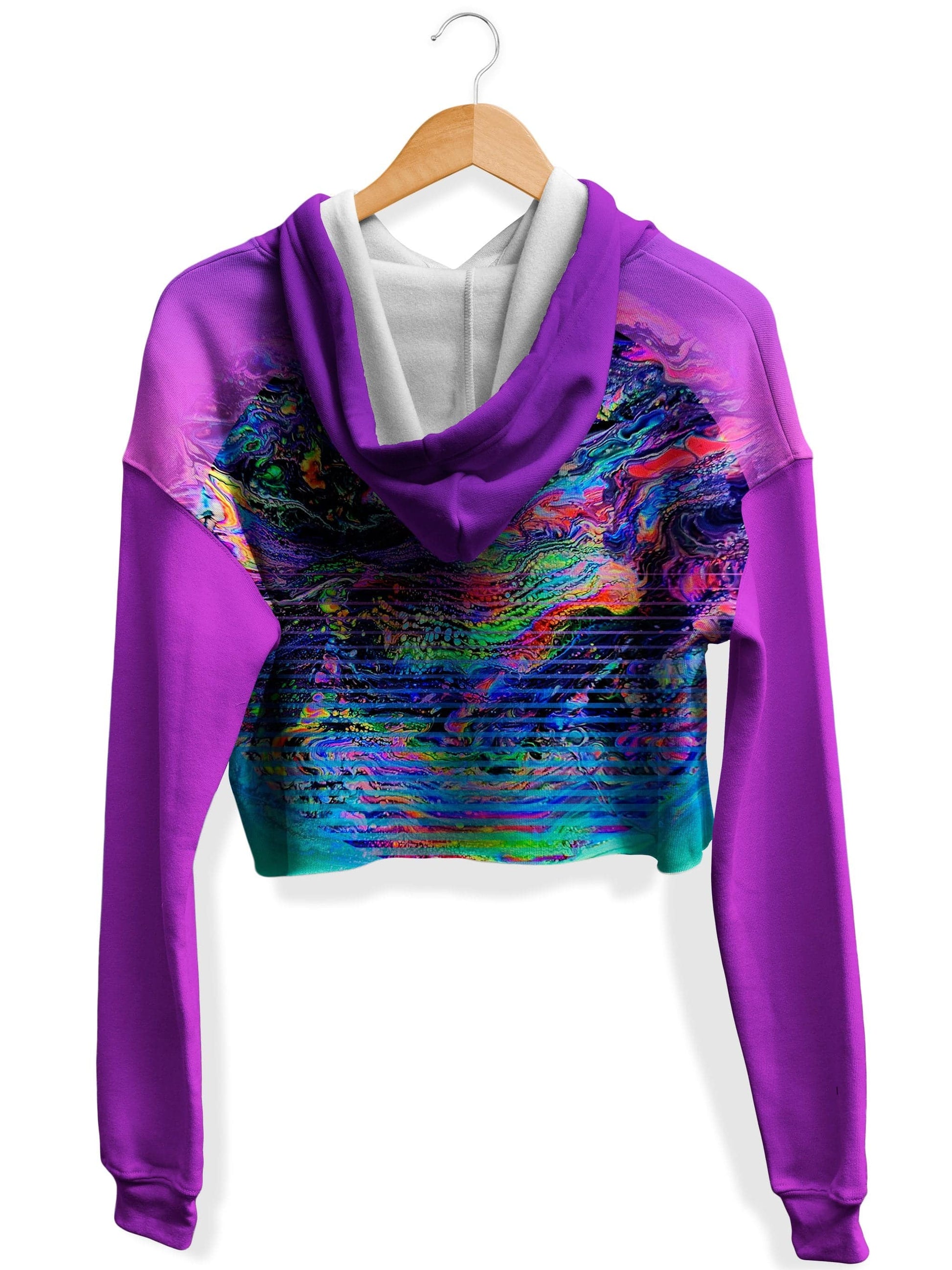 Psychedelic Outrun Fleece Crop Hoodie, Psychedelic Pourhouse, | iEDM
