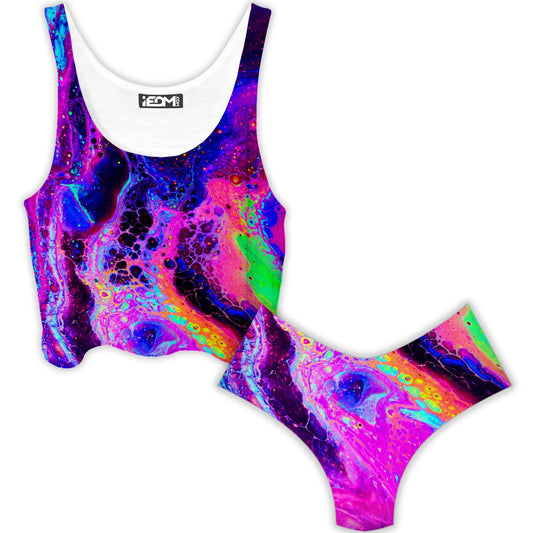 Psychedelic Radiation Crop Top and Booty Shorts Combo, Psychedelic Pourhouse, | iEDM