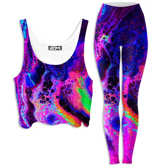 Psychedelic Radiation Crop Top and Leggings Combo, Psychedelic Pourhouse, | iEDM