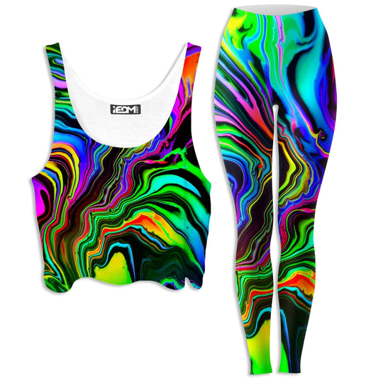 Rainbow Rift Crop Top and Leggings Combo, Psychedelic Pourhouse, | iEDM