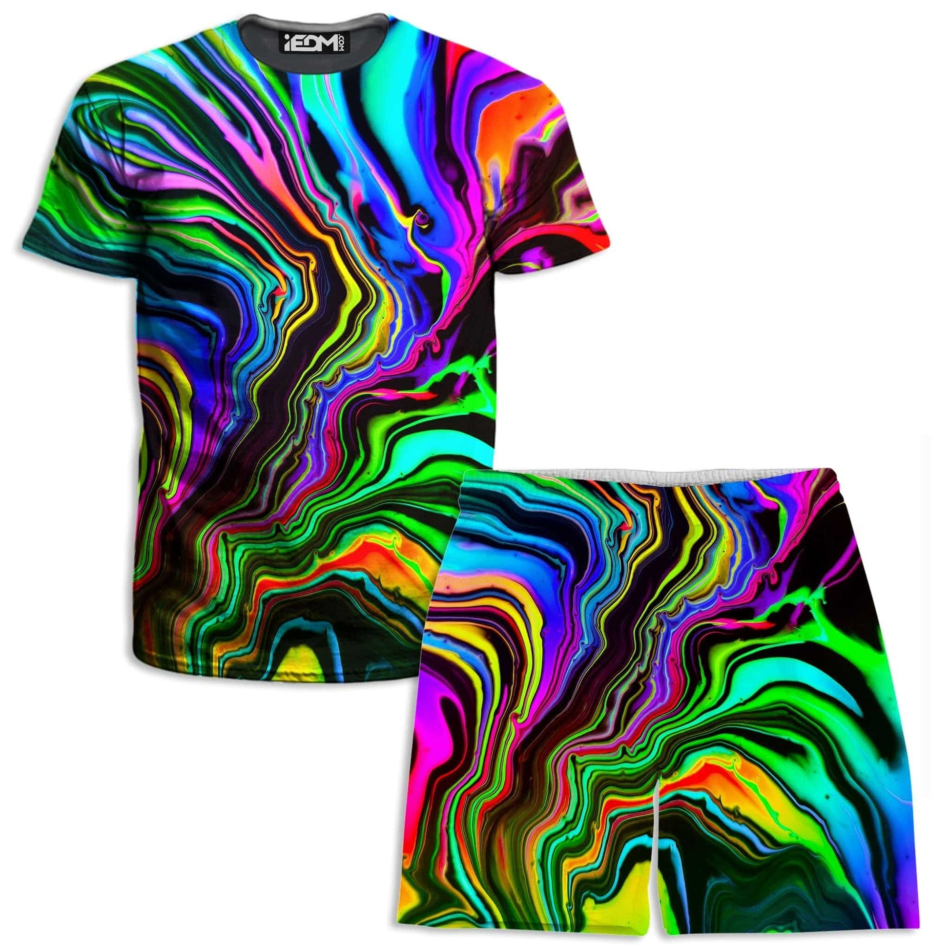 Rainbow Rift T-Shirt and Shorts Combo, Psychedelic Pourhouse, | iEDM