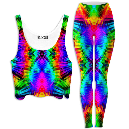Reality Breakdown Crop Top and Leggings Combo, Psychedelic Pourhouse, | iEDM