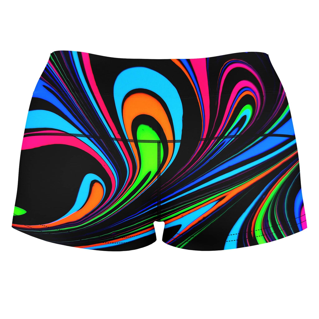 Synesthesia High-Waisted Women's Shorts, Psychedelic Pourhouse, | iEDM