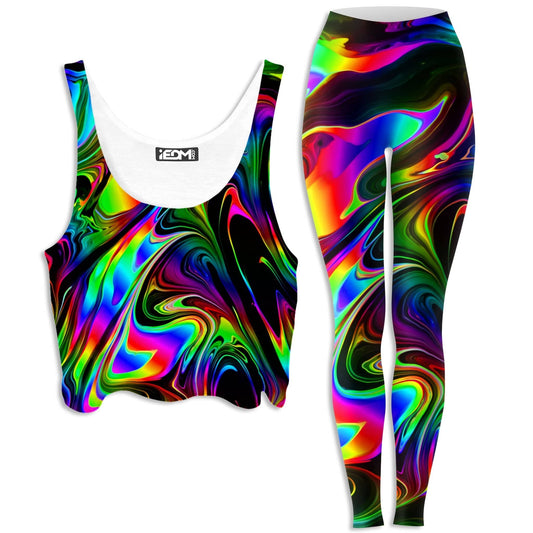 That Glow Flow Crop Top and Leggings Combo, Psychedelic Pourhouse, | iEDM